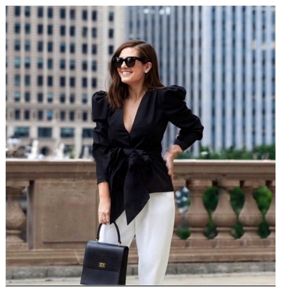 Zara Jackets & Coats Zara Puff Sleeves Jacket With Tie 7685 Poshmark